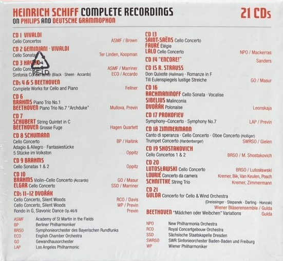 Heinrich Schiff Complete Cello Recording / 海因里希．席夫Philips與DG錄音全集 (21CD)